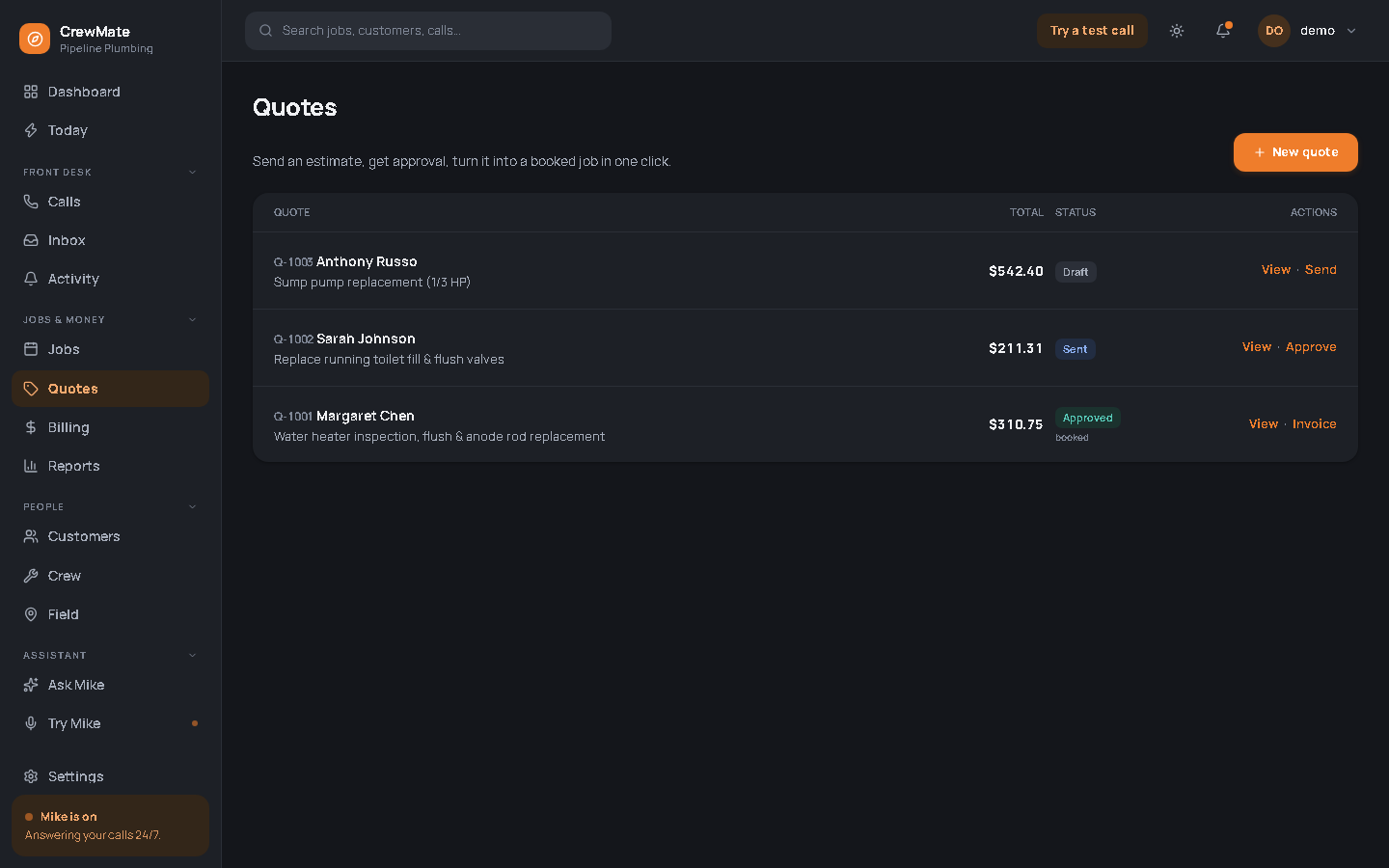 Quotes built and approved online